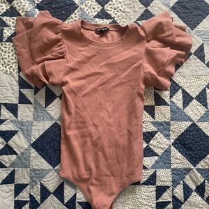 Express Pink Ruffle Sleeve Bodysuit